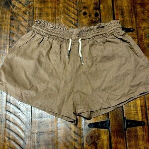 Brown linen shorts
